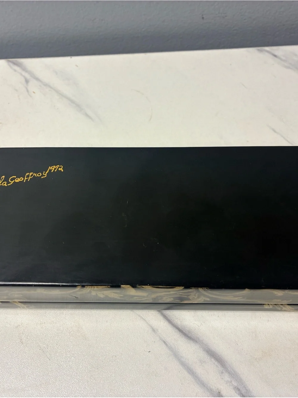Signed 1972 Paula Geoffroy Lacquer Jewelry Box with Abalone Inlay